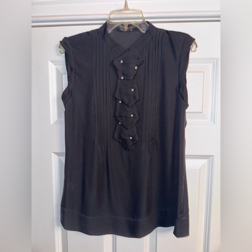 Women’s BCBG Silk Woven Top Size Small Black Sleeveless